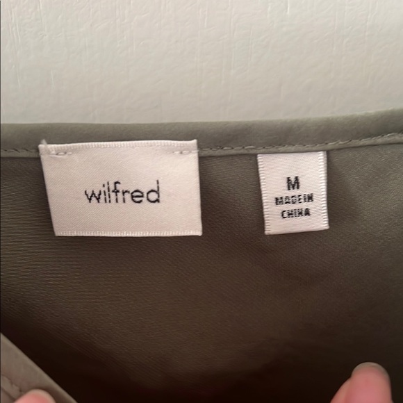 Aritzia Wilfred Elegant Green Slip Dress with Lace Hem - Picture 2 of 4